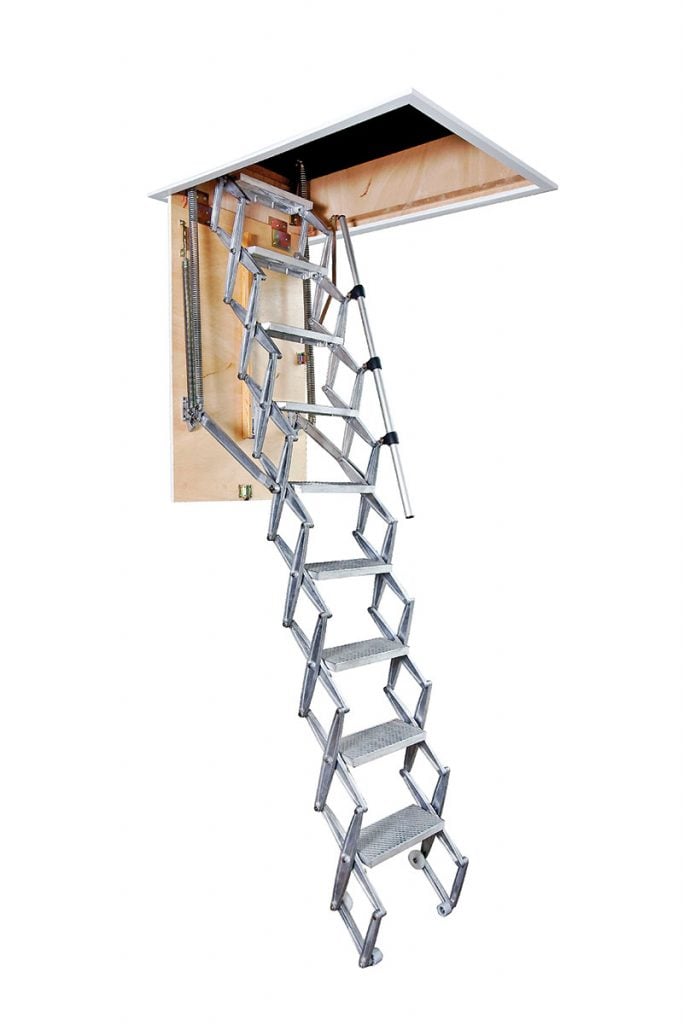 Columbus concertina attic ladder fully extended to floor