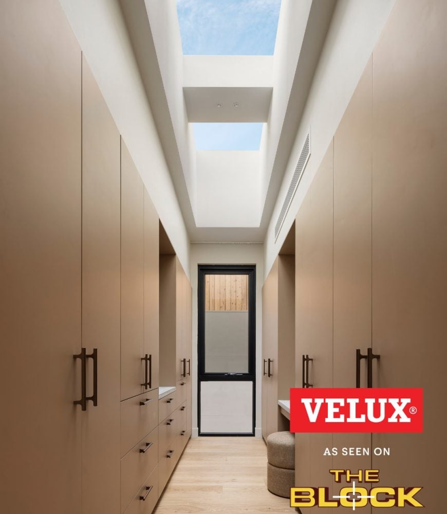 Two VELUX skylights lighting Courtney & Sev's Walk-In Robe, The Block 2026, House 4