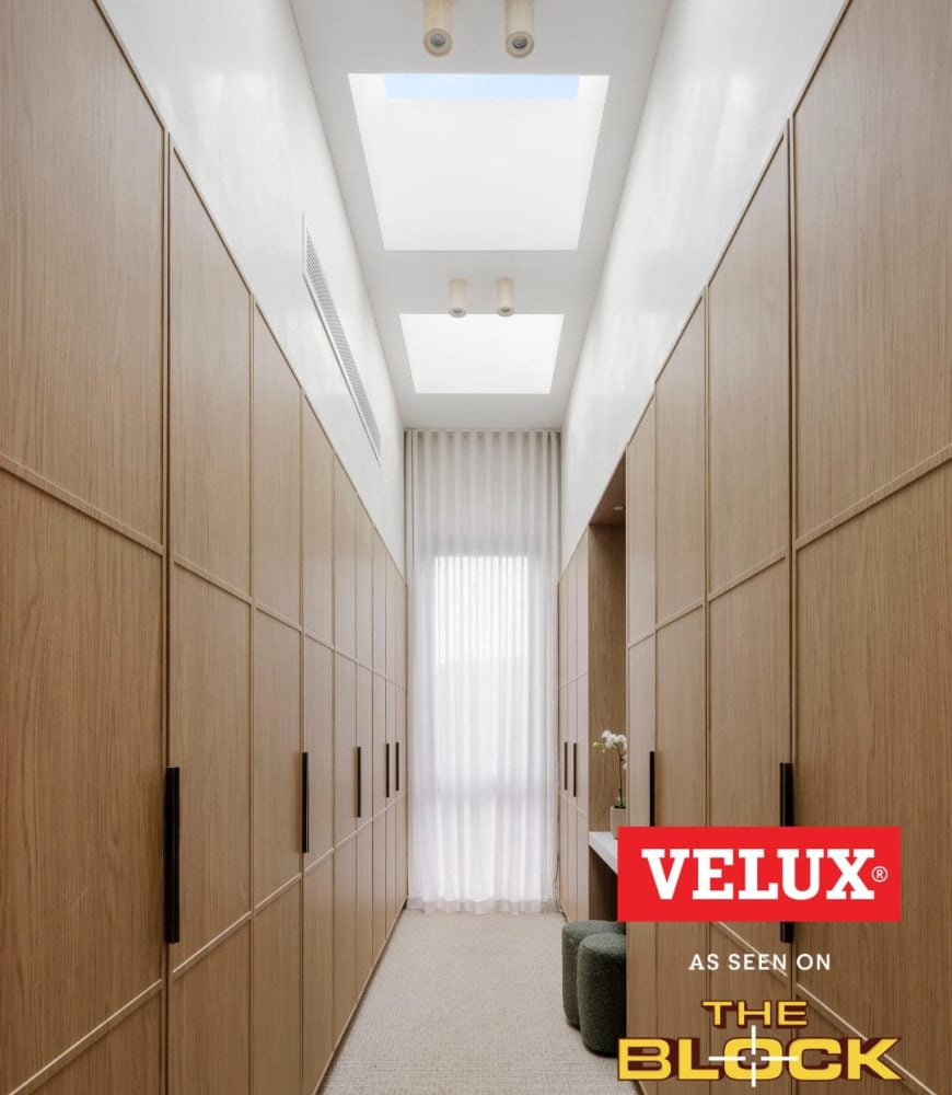 Two VELUX skylights lighting Rick & Tayla's Walk-In Robe, The Block 2026, House 5
